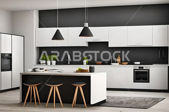 Interior decorations, modern and luxurious villas and apartments, elegant, modern and modern kitchen designs and decorations