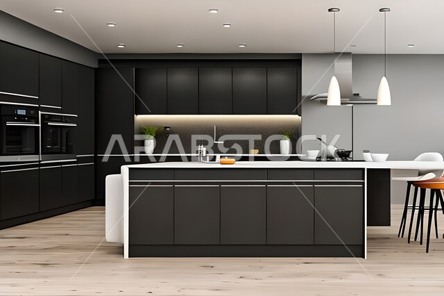Interior decorations, modern and luxurious villas and apartments, elegant, modern and modern kitchen designs and decorations