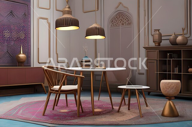 Dining room with high-end modern designs, modern interiors for dining room, luxury home furniture, apartment and residential villas