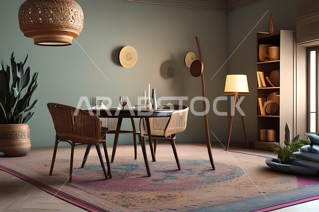 غرفة طعام بتصاميم عصرية راقية، ديكورات داخلية حديثة لغرفة سفرة, اثاث منزلي فاخر, شق وفلل سكنية
