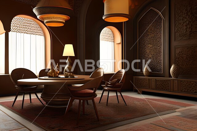 غرفة طعام بتصاميم عصرية راقية، ديكورات داخلية حديثة لغرفة سفرة, اثاث منزلي فاخر, شق وفلل سكنية