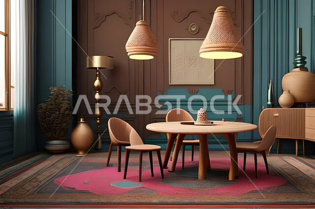 غرفة طعام بتصاميم عصرية راقية، ديكورات داخلية حديثة لغرفة سفرة, اثاث منزلي فاخر, شق وفلل سكنية