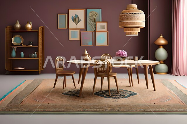 غرفة طعام بتصاميم عصرية راقية، ديكورات داخلية حديثة لغرفة سفرة, اثاث منزلي فاخر, شق وفلل سكنية