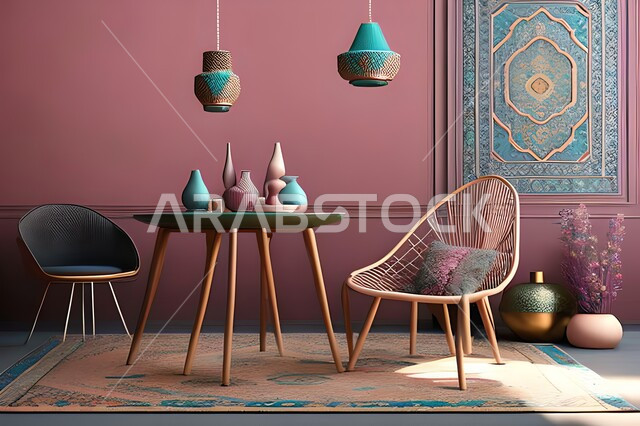 Dining room with high-end modern designs, modern interiors for dining room, luxury home furniture, apartment and residential villas