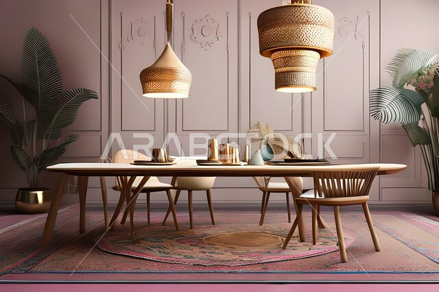 غرفة سفرة بتصاميم راقية، ديكورات منزلية داخلية حديثة لغرفة طعام, اثاث منزلي فاخر, شق وفلل سكنية