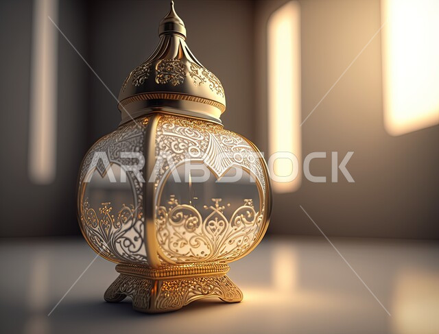 فانوس رمضان المضيء، اضاءة رمضان، فانوس عربي تقليدي، ديكورات وزينة شهر رمضان، مصباح معدني، الاحتفال بقدوم شهر رمضان المبارك، اجواء رمضانية