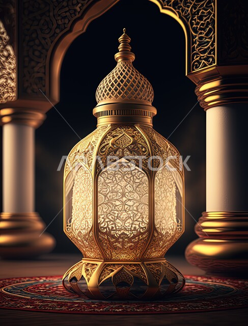 فانوس رمضان المضيء، اجواء رمضانية، ديكورات وزينة شهر رمضان، مصباح معدني، فانوس عربي تقليدي، اضاءة رمضان، الاحتفال بقدوم شهر رمضان المبارك