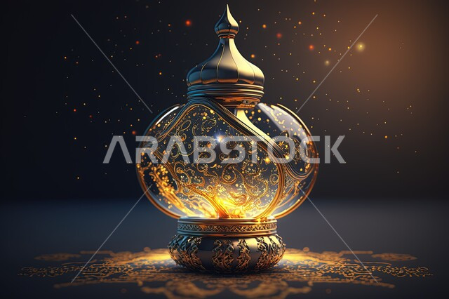 فانوس رمضان المضيء، ديكورات وزينة شهر رمضان، اجواء رمضانية، مصباح معدني، فانوس عربي تقليدي، اضاءة رمضان، الاحتفال بقدوم شهر رمضان المبارك