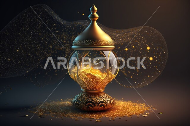 فانوس رمضان المضيء، مصباح معدني، ديكورات وزينة شهر رمضان، فانوس عربي تقليدي، اضاءة رمضان، الاحتفال بقدوم شهر رمضان المبارك، اجواء رمضانية