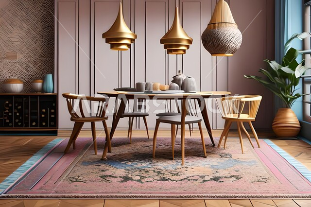 غرفة معيشة بتصاميم عصرية حديثة، ديكورات داخلية، طاولة السفرة، كراسي خشبية، أثاث منزلي راقي، تصاميم عصرية فاخرة، شقق وفلل سكنية،