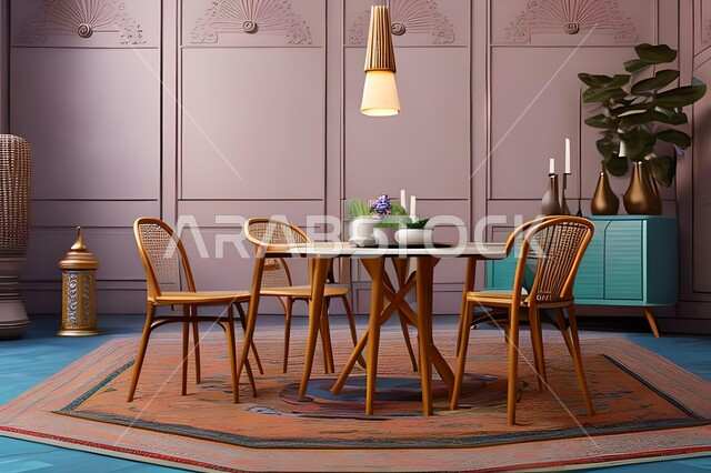 غرفة معيشة بتصاميم عصرية حديثة، ديكورات داخلية، طاولة السفرة، كراسي خشبية، أثاث منزلي راقي، تصاميم عصرية فاخرة، شقق وفلل سكنية،