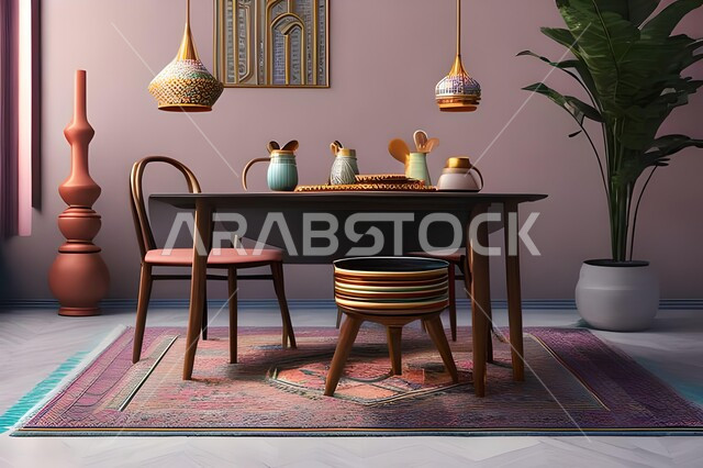 ديكورات منزلية داخلية حديثة لغرفة طعام، غرفة معيشة بتصاميم عصرية فاخرة، ديكورات داخلية، طاولة السفرة، كراسي خشبية، أثاث منزلي راقي، تصاميم وديكورات حديثة، شقق وفلل سكنية،