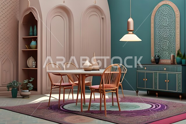 ديكورات منزلية داخلية حديثة لغرفة طعام، غرفة معيشة بتصاميم عصرية فاخرة، ديكورات داخلية، طاولة السفرة، كراسي خشبية، أثاث منزلي راقي، تصاميم وديكورات حديثة، شقق وفلل سكنية،