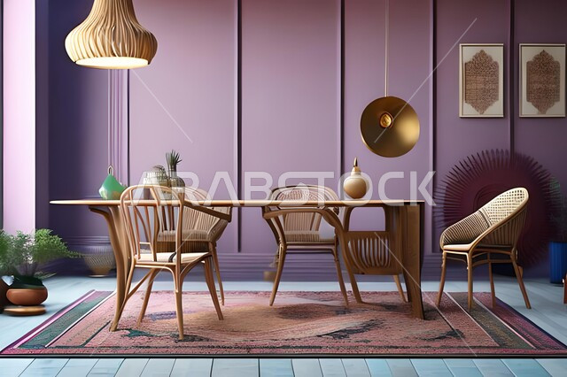 ديكورات منزلية داخلية حديثة لغرفة طعام، غرفة معيشة بتصاميم عصرية فاخرة، ديكورات داخلية، طاولة السفرة، كراسي خشبية، أثاث منزلي راقي، تصاميم وديكورات حديثة، شقق وفلل سكنية،