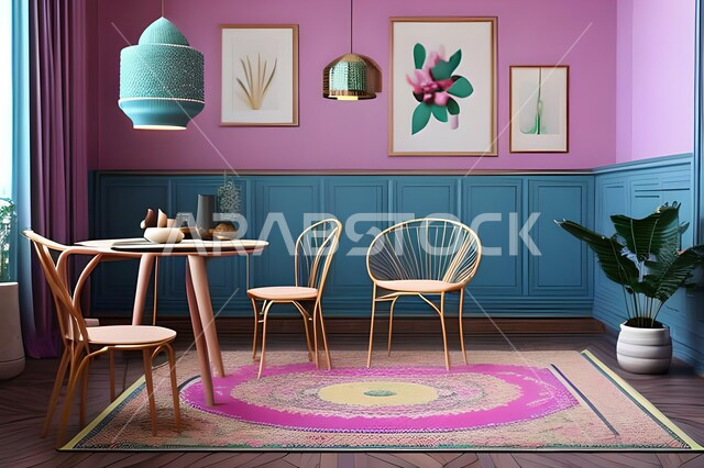 ديكورات منزلية داخلية حديثة لغرفة طعام، غرفة معيشة بتصاميم عصرية فاخرة، ديكورات داخلية، طاولة السفرة، كراسي خشبية، أثاث منزلي راقي، تصاميم وديكورات حديثة، شقق وفلل سكنية،