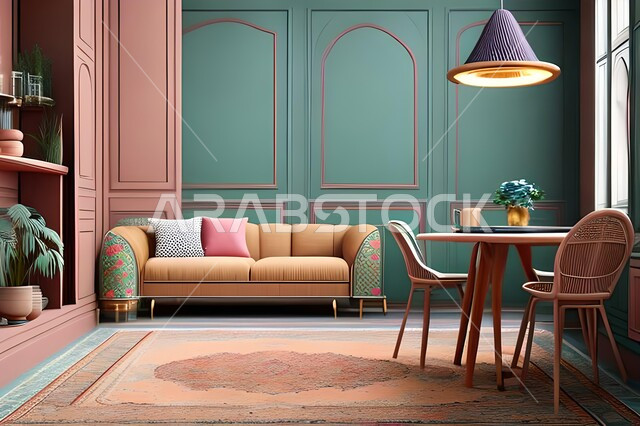 ديكورات منزلية داخلية حديثة لغرفة طعام، غرفة معيشة بتصاميم عصرية فاخرة، ديكورات داخلية، طاولة السفرة، كراسي خشبية، أثاث منزلي راقي، تصاميم وديكورات حديثة، شقق وفلل سكنية،