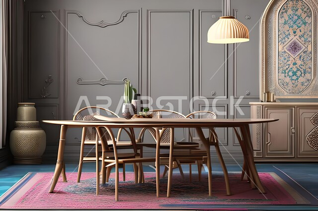 ديكورات منزلية داخلية حديثة لغرفة طعام، غرفة معيشة بتصاميم عصرية فاخرة، ديكورات داخلية، طاولة السفرة، كراسي خشبية، أثاث منزلي راقي، تصاميم وديكورات حديثة، شقق وفلل سكنية،
