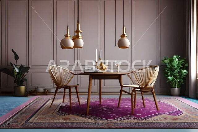 ديكورات منزلية داخلية حديثة لغرفة طعام، غرفة معيشة بتصاميم عصرية فاخرة، ديكورات داخلية، طاولة السفرة، كراسي خشبية، أثاث منزلي راقي، تصاميم وديكورات حديثة، شقق وفلل سكنية،