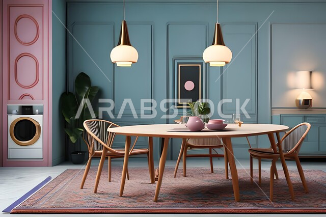 ديكورات منزلية داخلية حديثة لغرفة طعام، طاولة السفرة، كراسي خشبية، غرفة معيشة، تصاميم وديكورات عصرية فاخرة، ديكورات داخلية، أثاث منزلي راقي، شقق وفلل سكنية