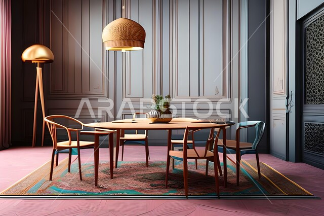 ديكورات منزلية داخلية حديثة لغرفة طعام، طاولة السفرة، كراسي خشبية، غرفة معيشة، تصاميم وديكورات عصرية فاخرة، ديكورات داخلية، أثاث منزلي راقي، شقق وفلل سكنية