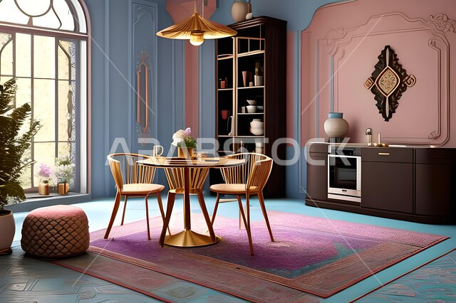 ديكورات منزلية داخلية حديثة لغرفة طعام، طاولة السفرة، كراسي خشبية، غرفة معيشة، تصاميم وديكورات عصرية فاخرة، ديكورات داخلية، أثاث منزلي راقي، شقق وفلل سكنية