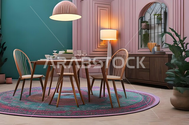 ديكورات منزلية داخلية حديثة لغرفة طعام، طاولة السفرة، كراسي خشبية، غرفة معيشة، تصاميم وديكورات عصرية فاخرة، ديكورات داخلية، أثاث منزلي راقي، شقق وفلل سكنية