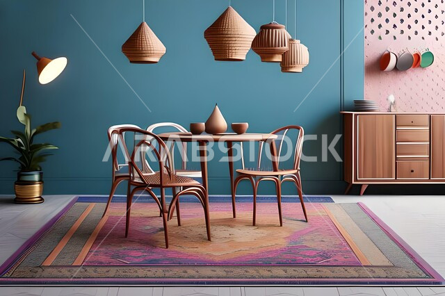 ديكورات منزلية داخلية حديثة لغرفة طعام، تصاميم وديكورات عصرية فاخرة، طاولة السفرة، كراسي خشبية، غرفة معيشة، ديكورات داخلية، أثاث منزلي راقي، شقق وفلل سكنية