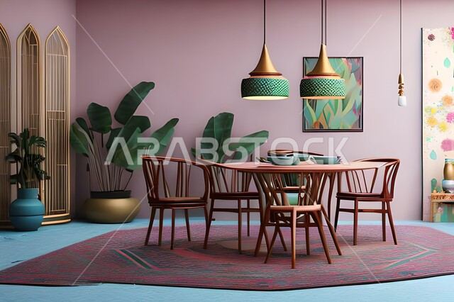 ديكورات منزلية داخلية حديثة لغرفة طعام، تصاميم وديكورات عصرية فاخرة، طاولة السفرة، كراسي خشبية، غرفة معيشة، ديكورات داخلية، أثاث منزلي راقي، شقق وفلل سكنية