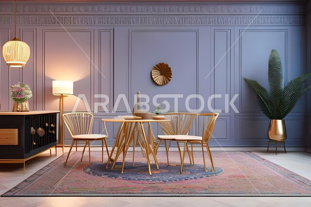 ديكورات منزلية داخلية حديثة لغرفة طعام، تصاميم وديكورات عصرية فاخرة، طاولة السفرة، كراسي خشبية، غرفة معيشة، ديكورات داخلية، أثاث منزلي راقي، شقق وفلل سكنية