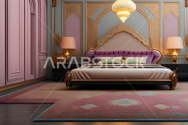 Bedroom with modern luxury designs, interior home decorations, bedroom, high-end home furniture, modern designs and decorations, apartments and villas, luxury hotels and resorts