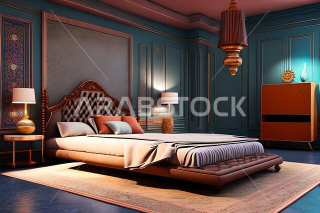 غرفة نوم بتصاميم عصرية فاخرة، ديكورات منزلية داخلية، غرفة نوم، أثاث منزلي راقي، تصاميم وديكورات حديثة، شقق وفلل سكنية، فنادق ومنتجعات فاخرة