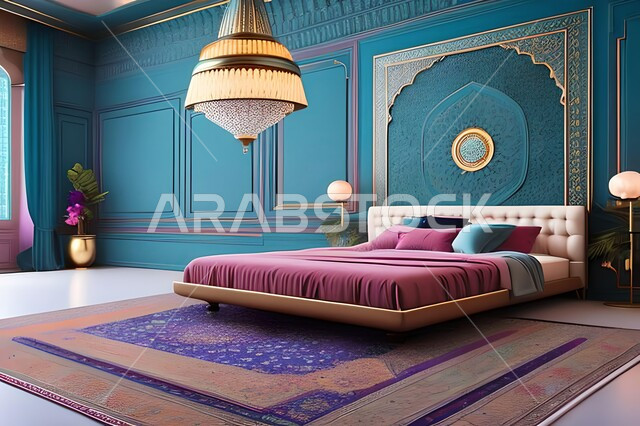 Bedroom with modern luxury designs, interior home decorations, bedroom, high-end home furniture, modern designs and decorations, apartments and villas, luxury hotels and resorts
