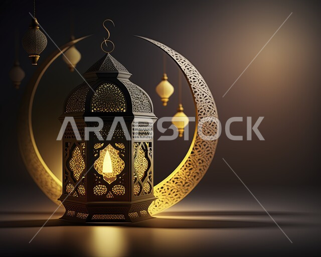 مصباح عربي تقليدي معدني، فانوس رمضان، ديكورات وأنوار رمضانية، إضاءة وزينة شهر رمضان، هلال رمضان، تحف رمضانية، الإحتفال بقدوم شهر رمضان، اجواء رمضانية