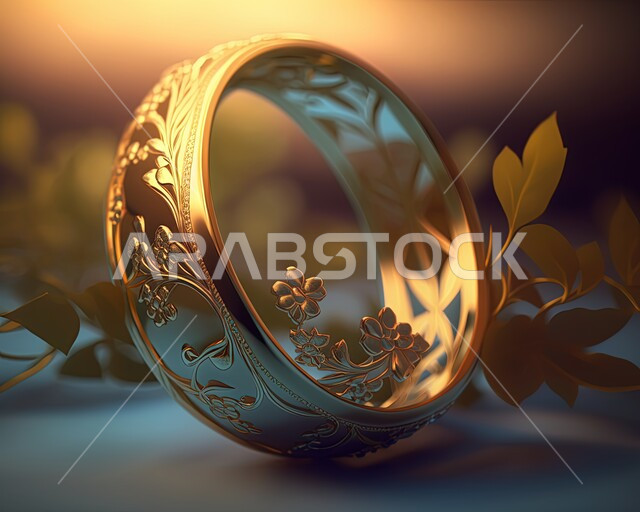 صورة مقربة لخاتم زواج فاخر، صناعة الحلي والذهب، دبلة خطوبة، الحلي والاكسسوارات، دبلة مصنوعة من الذهب