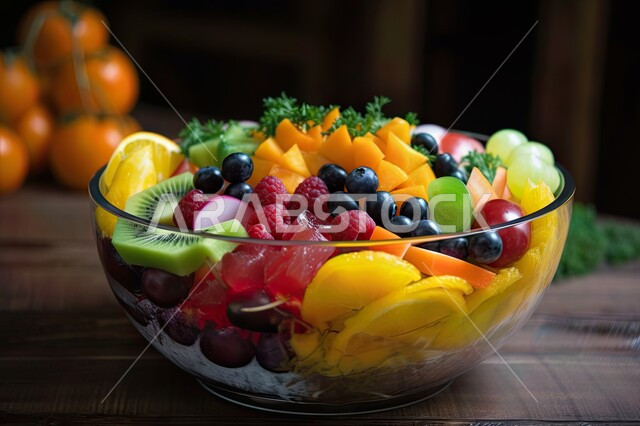 طبق من سلطة الخضار مع الفواكه اللذيذ، اطباق عربية، فواكه وخضروات مشكلة، ماكولات شرقية، وجبة صحية، خضروات وفواكه طازجة، مقبلات