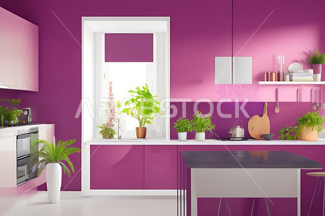 Apartments and villas with elegant modern designs, hangings and decorations, modern kitchens in apartments and villas, plant seedlings, interior decorations