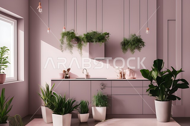 شقق وفلل سكنية بتصاميم عصرية راقية ، معلقات وزينة , مطابخ حديثة في شقق وفلل سكنية  ، شتلات نباتية ,  ديكورات داخلية . 