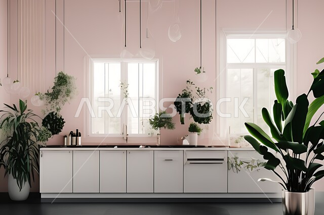 شقق وفلل سكنية بتصاميم عصرية راقية ، معلقات وزينة , مطابخ حديثة في شقق وفلل سكنية  ، شتلات نباتية ,  ديكورات داخلية . 