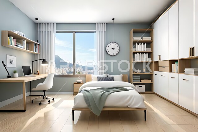 Bedroom with modern modern designs, accessories and antiques, upscale home furniture, modern designs, apartments and villas, interior decorations