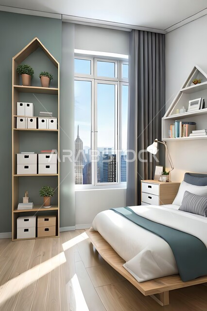 غرفة نوم  بتصاميم عصرية حديثه،  إكسسوارات وتحف , أثاث منزلي راقي، تصاميم عصرية ، شقق وفلل سكنية ، ديكورات داخلية .