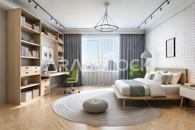 غرفة نوم  بتصاميم عصرية حديثه،  إكسسوارات وتحف , أثاث منزلي راقي، تصاميم عصرية ، شقق وفلل سكنية ، ديكورات داخلية .