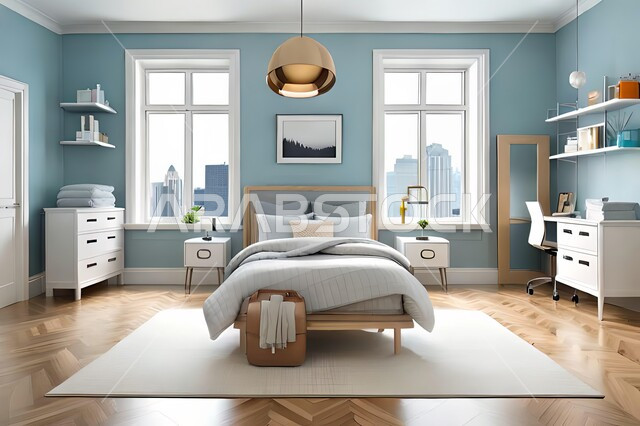 Bedroom with modern modern designs, accessories and antiques, upscale home furniture, modern designs, apartments and villas, interior decorations
