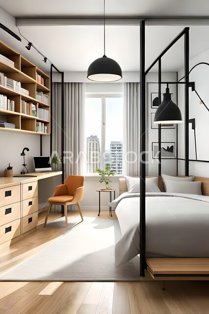 غرفة نوم  بتصاميم عصرية حديثه،  إكسسوارات وتحف , أثاث منزلي راقي، تصاميم عصرية ، شقق وفلل سكنية ، ديكورات داخلية .