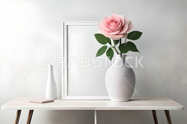 Close-up of a vase, roses and ornamental flowers, decorations, decorations, decorations, accessories, interior decoration, ornamental plants