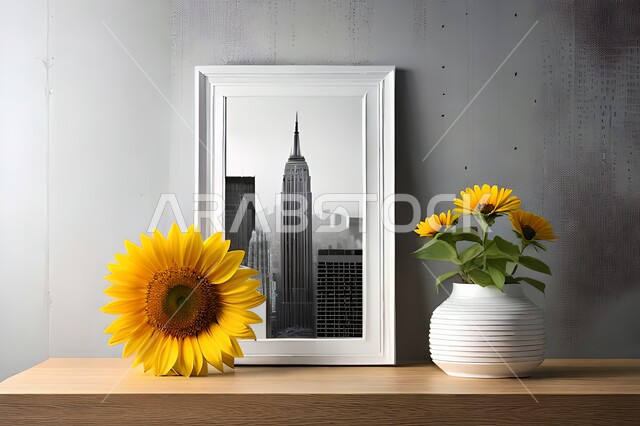 صورة مقربة لمزهرية بجانبها لوحة خشبية ، ورود وأزهار الزينة ، ديكورات ، تحف وديكورات ، اكسسوارات،  ديكور داخلي ، نباتات زينه