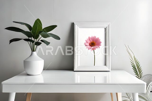 صورة مقربة لمزهرية بجانبها لوحة خشبية ، ورود وأزهار الزينة ، ديكورات ، تحف وديكورات ، اكسسوارات،  ديكور داخلي ، نباتات زينه