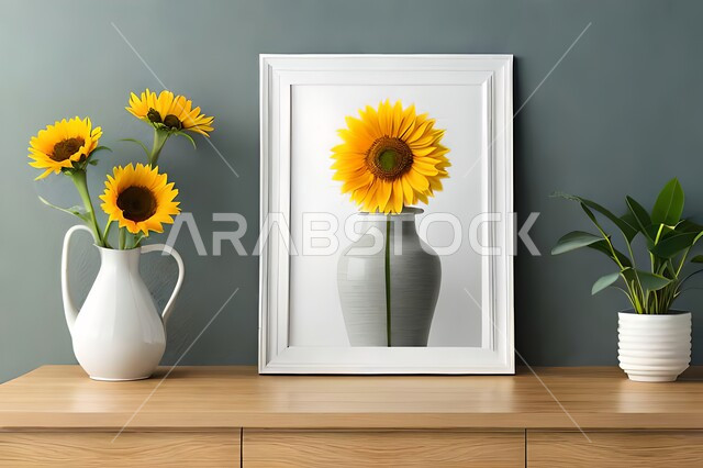 صورة مقربة لمزهرية بجانبها لوحة خشبية ، ورود وأزهار الزينة ، ديكورات ، تحف وديكورات ، اكسسوارات،  ديكور داخلي ، نباتات زينه