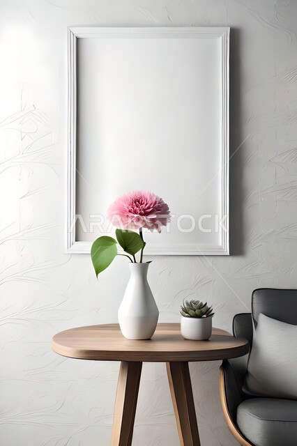 صورة مقربة لمزهرية بجانبها لوحة خشبية ، ورود وأزهار الزينة ، ديكورات ، تحف وديكورات ، اكسسوارات،  ديكور داخلي ، نباتات زينه