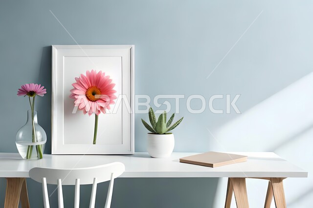 صورة مقربة لمزهرية بجانبها لوحة خشبية ، ورود وأزهار الزينة ، ديكورات ، تحف وديكورات ، اكسسوارات،  ديكور داخلي ، نباتات زينه