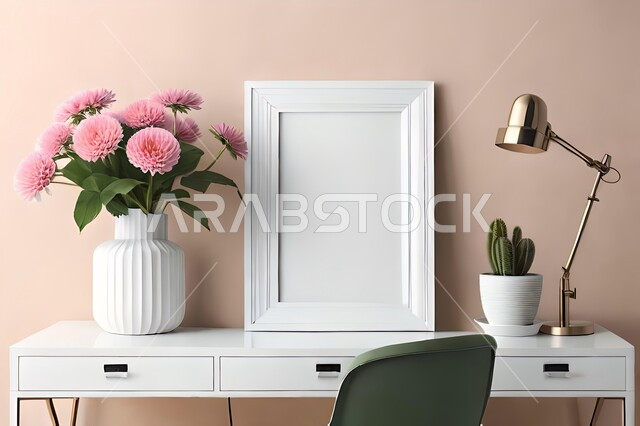 صورة مقربة لمزهرية بجانبها لوحة خشبية ، ورود وأزهار الزينة ، ديكورات ، تحف وديكورات ، اكسسوارات،  ديكور داخلي ، نباتات زينه